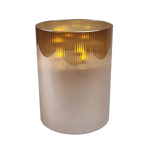 Led Glass Gold 3 Flame with white wax m