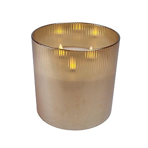 Led Glass Gold 3 Flame with white wax s