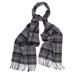 Merino Cashmere Tartan Scarf black/grey 