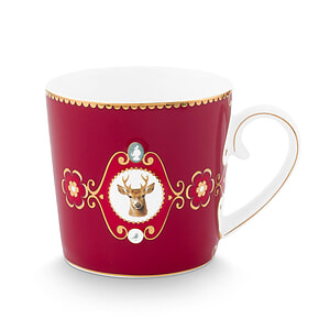 Mok S Love Birds Medallion Deer Dark Red