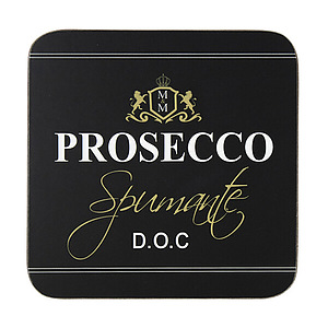 Onderzetter Prosecco zwart, set van 6