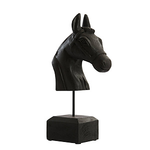 Ornament horse head hout zwart