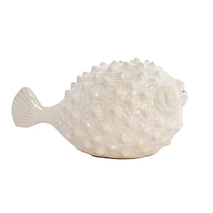 Ornament keramiek creme Fish L