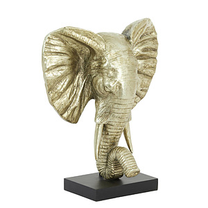 Ornament op voet Elephant licht goud L