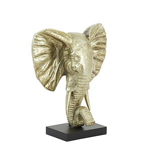 Ornament op voet Elephant licht goud M