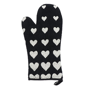 Oven Glove Hearts Black