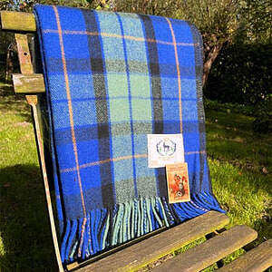 Plaid wol Flower Schotland blue