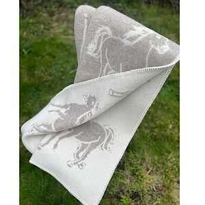 Plaid Wol Paarden beige/wit