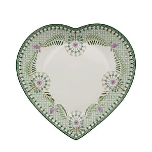 Plate Heart Shape green White 21.5cm