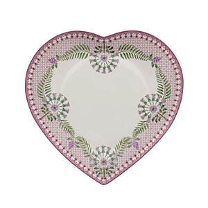 Plate Heart Shape Lila White 21.5cm