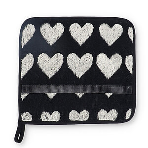 Potholder Hearts Black
