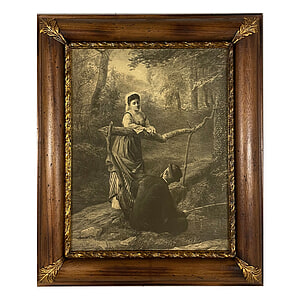 Schilderij met Lijst dame en heer vissen