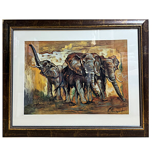 Schilderij Glas met Lijst Olifanten