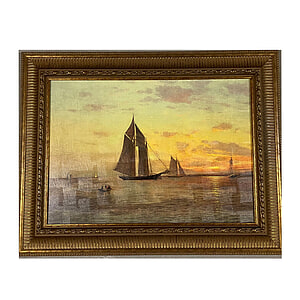 Schilderij met Lijst Schepen op zee-2