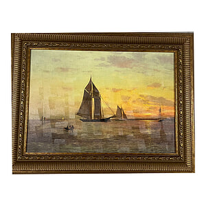 Schilderij met Lijst Schepen op zee