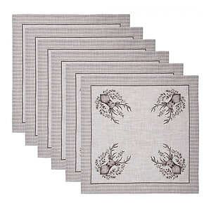 Servetten 6 Katoen Beige Bruin Hert 40cm