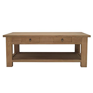 Teak Salontafel met 2 lade en lektuurplank