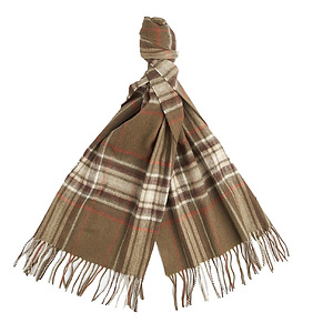 Torridon check Scarf Olive/warm Ginger