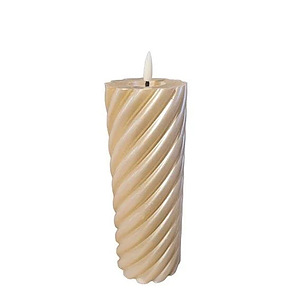 Twisted Pillar Candle Metallic Champagne 7.5x20cm