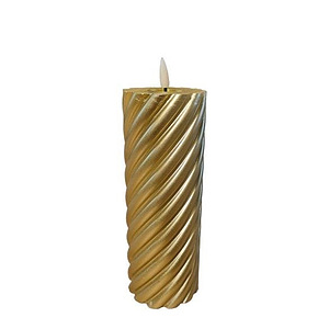 Twisted pillar candle Metallic Gold 7.5x20cm