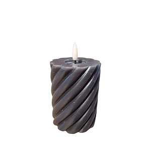 Twisted Pillar Candle Rustic Black 7.5x10cm