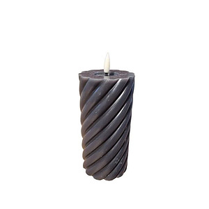 Twisted Pillar Candle Rustic Black 7.5x12.5cm