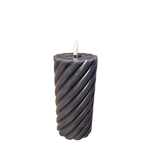 Twisted Pillar Candle Rustic Black 7.5x15cm