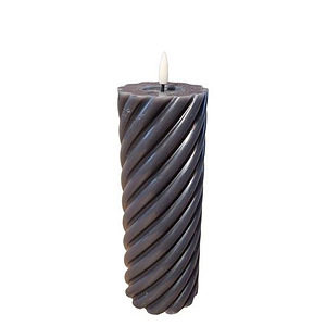 Twisted Pillar Candle Rustic Black 7.5x20cm