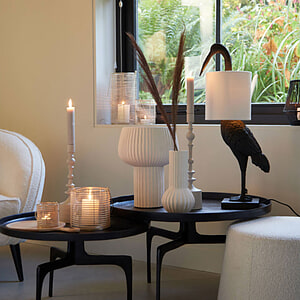 Vaas deco Feya keramiek creme m