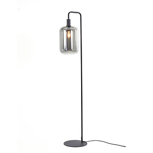 vloerlamp lekar zwart met smoke glas hoog