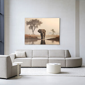 Wandkleed Savannah Elephant Met Frame 80x110