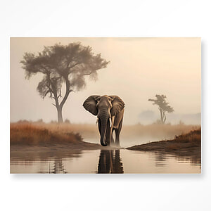 Wandkleed Savannah Elephant Met Frame 80x110