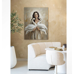 Wandkleed Swan Children Met Frame 80x110