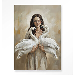 Wandkleed Swan Children Met Frame 80x110