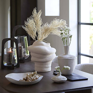 Windlicht Anosy glas hout donker bruin L