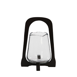 Windlicht Anosy glas hout zwart M