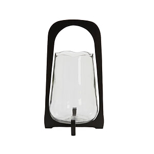 Windlicht Anosy glas hout zwart S