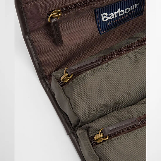 Afbeelding Barbour Wax hangende toilettas olive 3