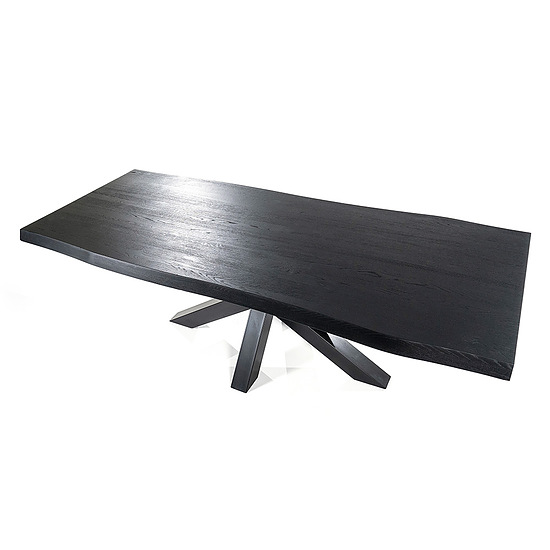 Boomstam tafel met spinpoot 240x100cm zwart 3