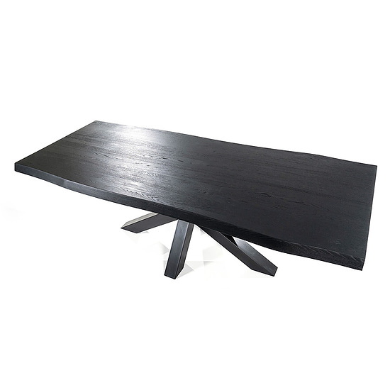 Boomstam tafel met spinpoot 300x100cm zwart 4