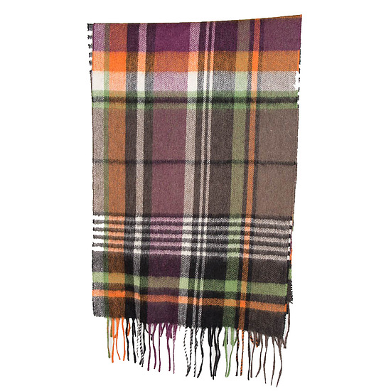Sjaal Bright country plaid lambswool olive/purple  1