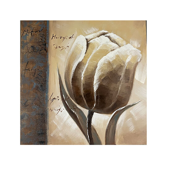 Canvas Schilderij Bloem creme 1