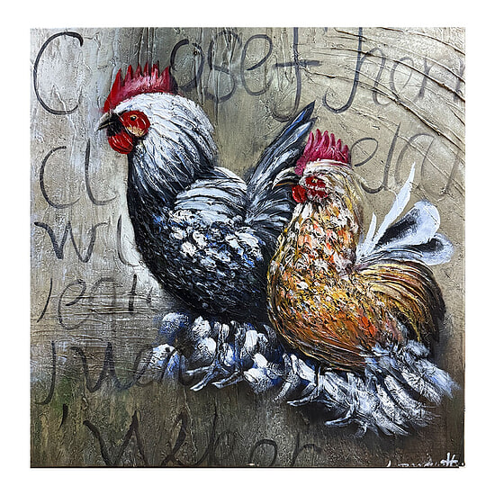 Canvas Schilderij Kip en Haan 1