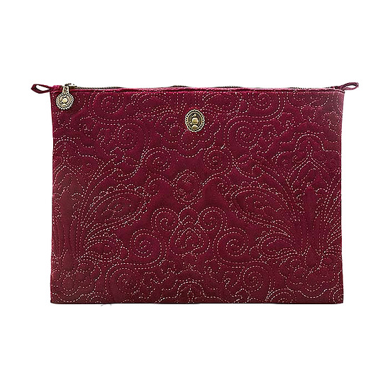 Cosmetic Flat Pouch Large Velvet Quiltey Days Red 1