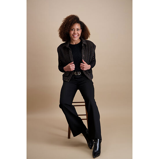Dames Gilet Fee Noir Taupe 