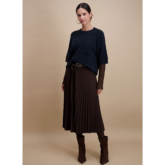 Dames Plisse Rok Chocolate