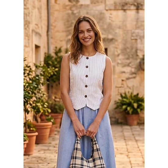 Dames Rok Midi Sutton Light Chambray