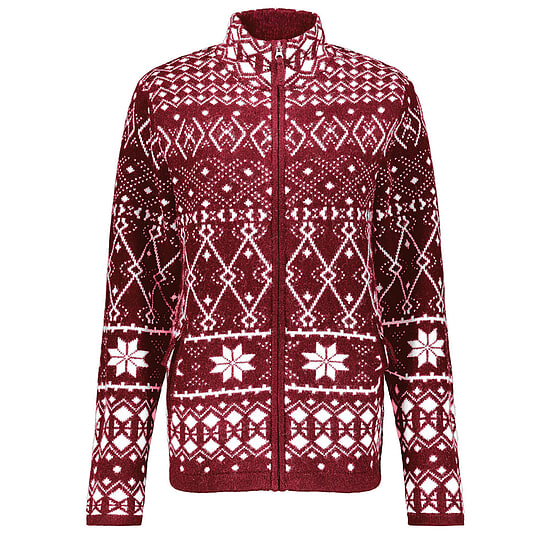 Dames vest Mock Neck Jacquard Cabernet