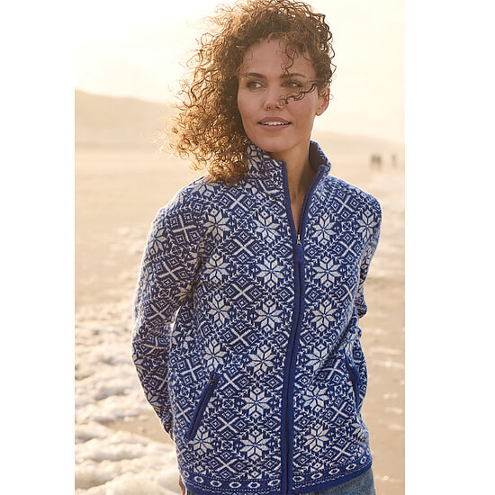 Dames vest Mock Neck Jacquard Navy