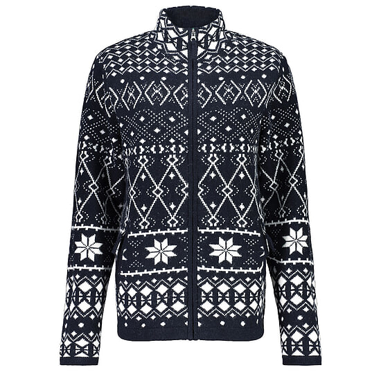 Dames vest Mock Neck Jacquard Navy Blue